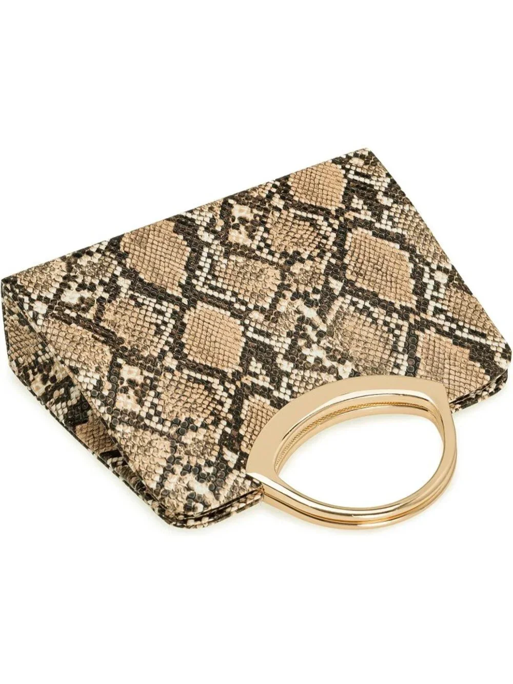 👜Women's Snake Beige Small Dressy Evening Handbag Circle Handle Elegant Purse